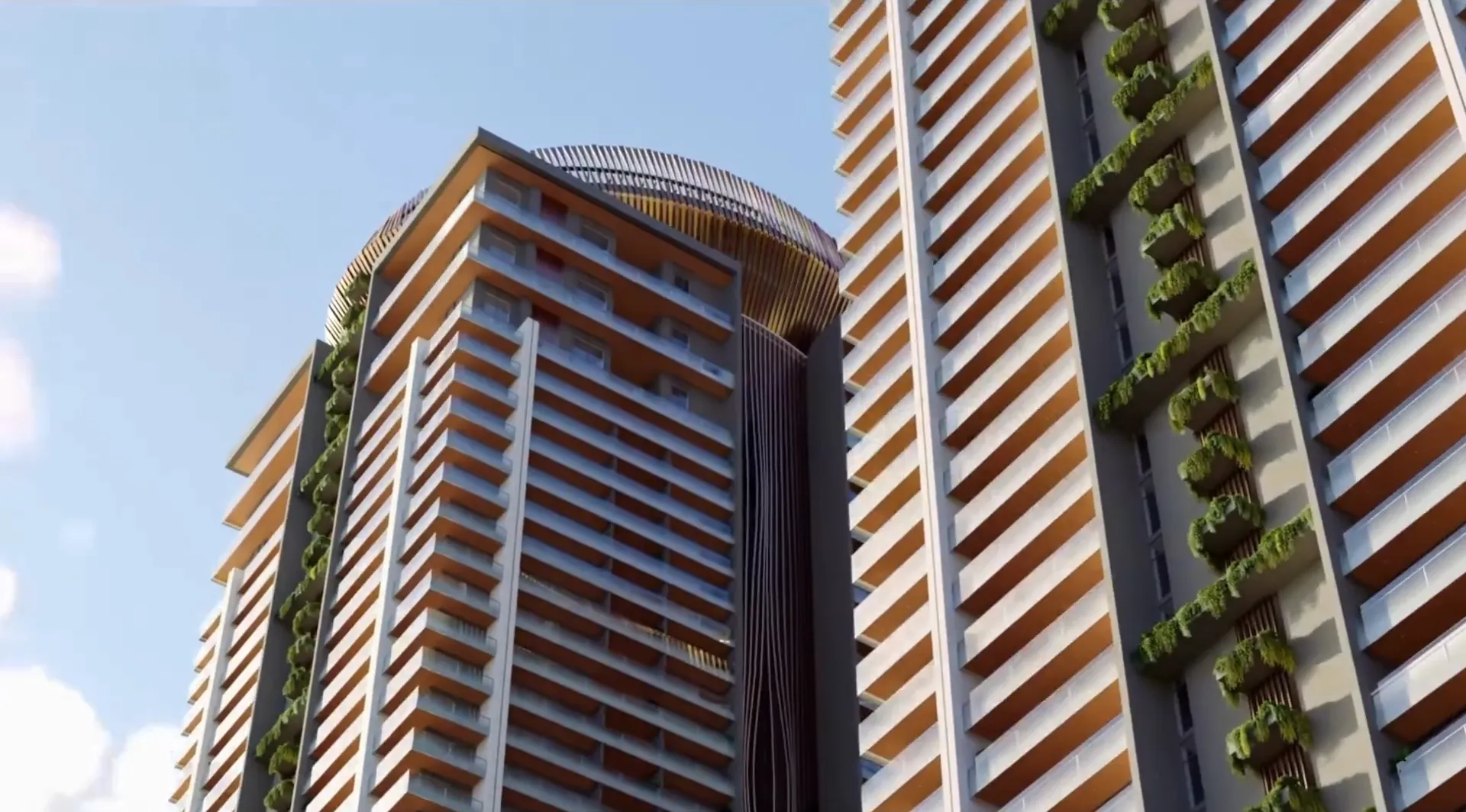 Planted facades of the towers